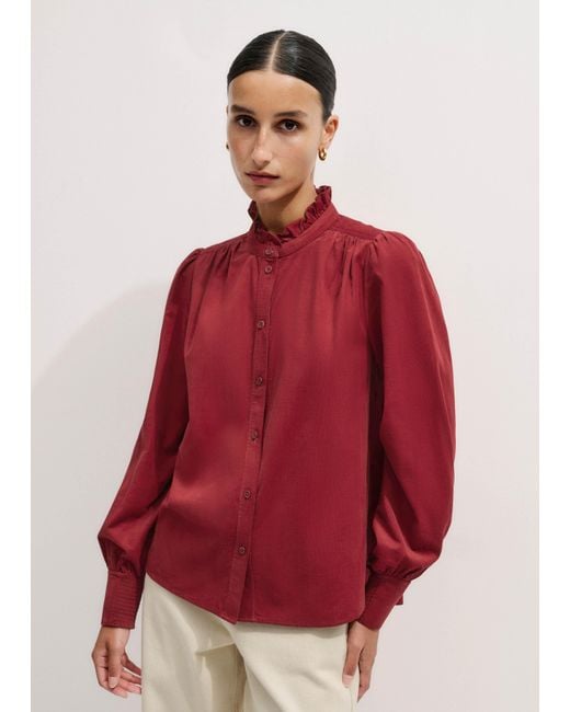 ME+EM Red Super Soft Micro Cord Blouse