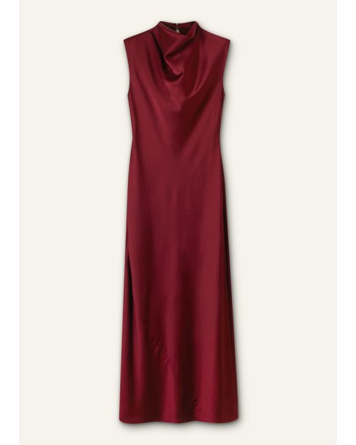 ME+EM Red Satin Drape Neckline Maxi Dress