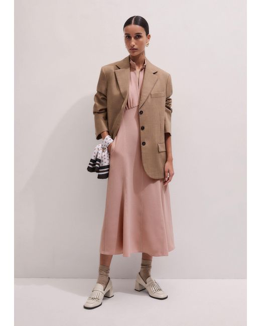 ME+EM Pink Contrast Stitch Midi Dress