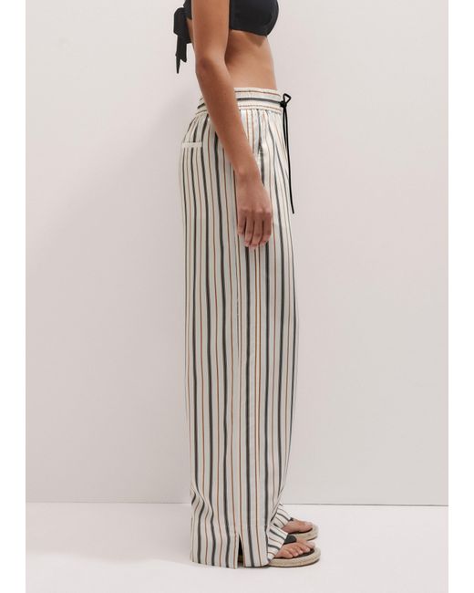 ME+EM Multicolor Fluid Wide-Leg Track Pant/Tobacco