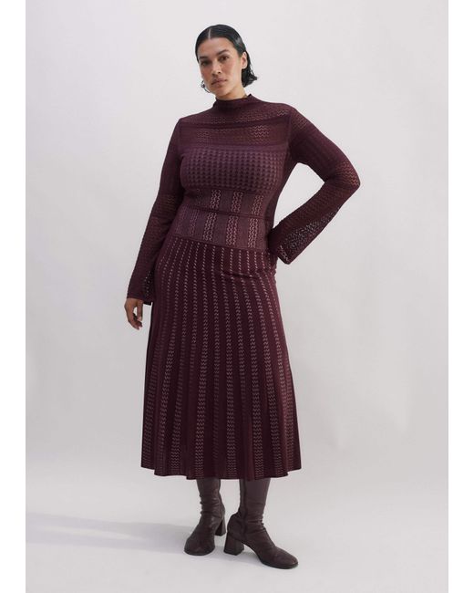 ME+EM Elevated Pointelle Knit Midi Dress Deep Merlot Smoke in Purple | Lyst ME+EM Elevated Pointelle Knit Midi Dress Deep Merlot Smoke in Purple | Lyst