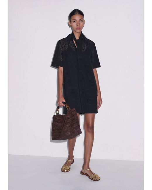 ME+EM Blue Broderie Anglaise Short Shirt Dress With Belt + Slip