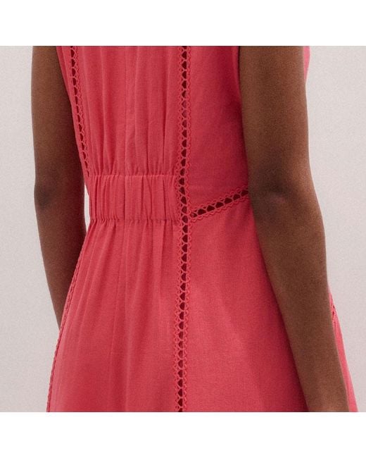 ME+EM Pink Crease-Less Embroidery Stitch Detail Maxi Dress