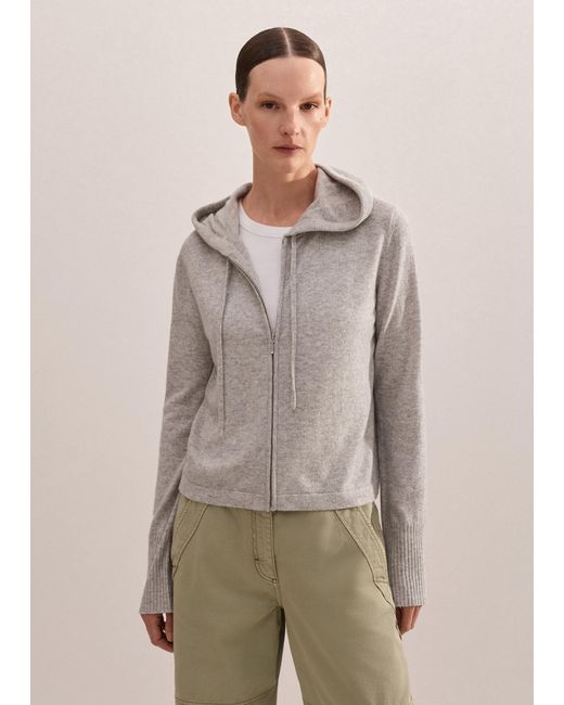 ME+EM Gray Cashmere Relaxed Fit Box Zip Hoody