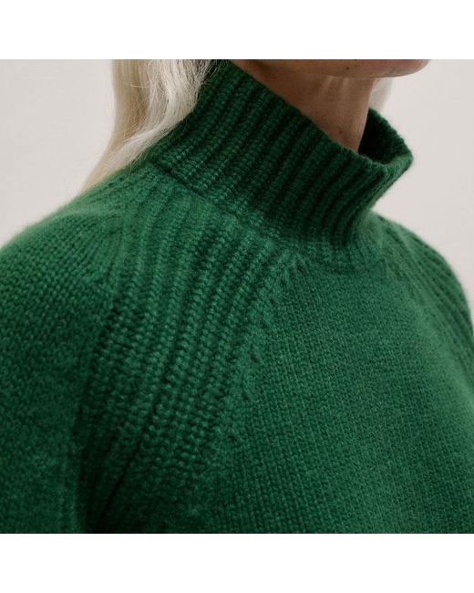 ME+EM Green Cashmere High Neck Statement Jumper