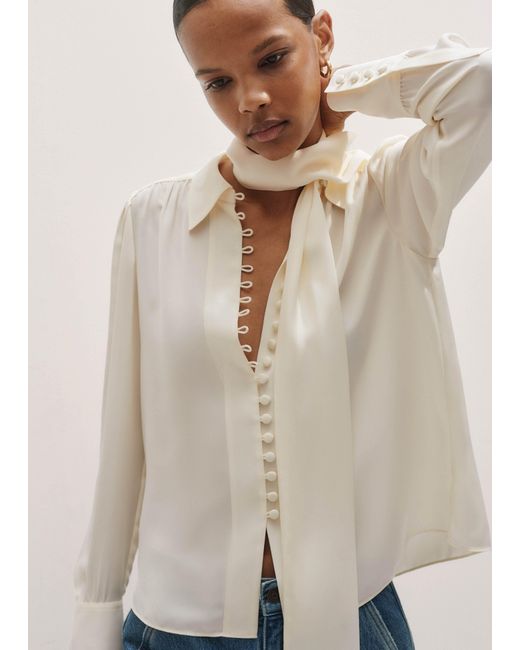 ME+EM Natural Silk Button Layering Shirt + Tie