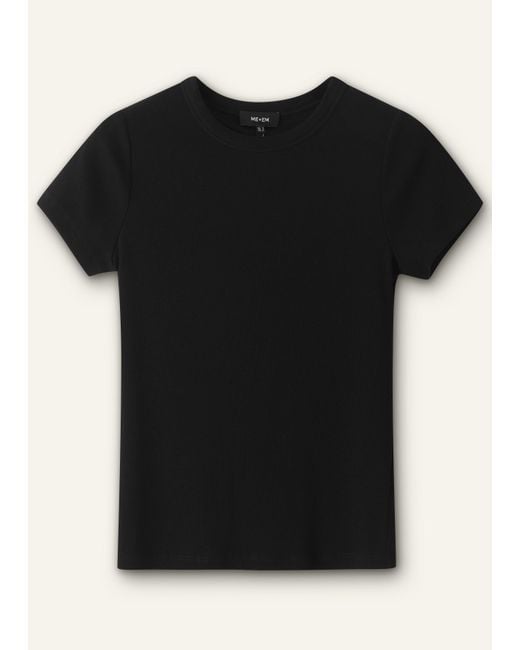 ME+EM Brown Ultimate Fitted Rib Crew Neck Tee