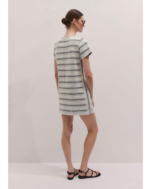 ME+EM Gray Textured Stripe Mini Dress