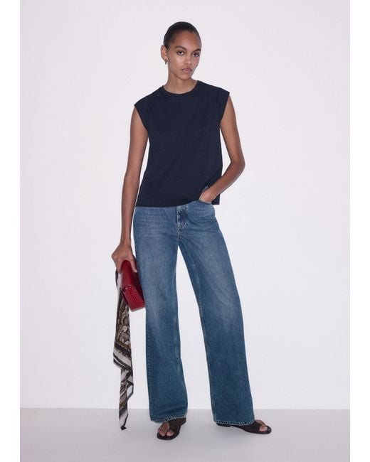 ME+EM Blue Cap Sleeve Crew Neck Swing Tee