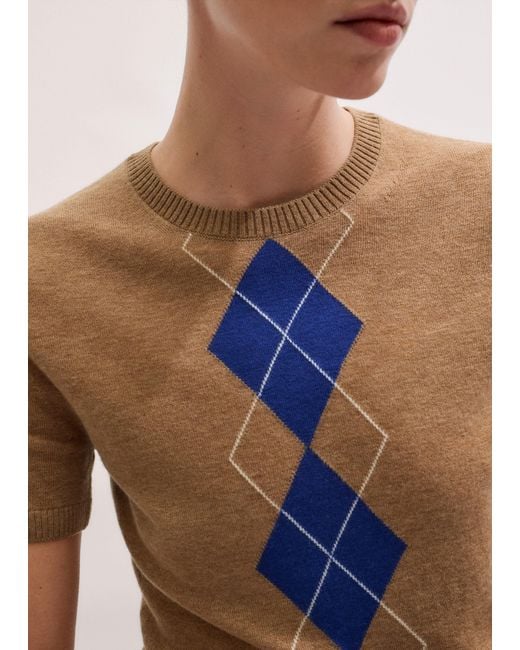 ME+EM Blue Fine Argyle Slim Tee