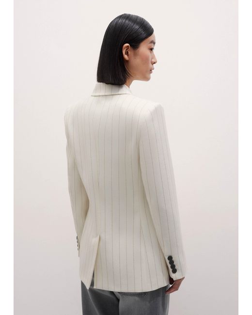 ME+EM Natural Metallic Pinstripe Contour Blazer