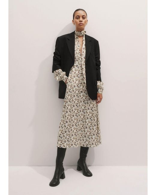 ME+EM Natural Jacquard Cottage Garden Print Maxi Shirt Dress + Belt