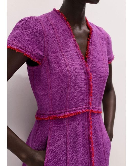 ME+EM Purple Fringe Detail Fit And Flare Midi Dress