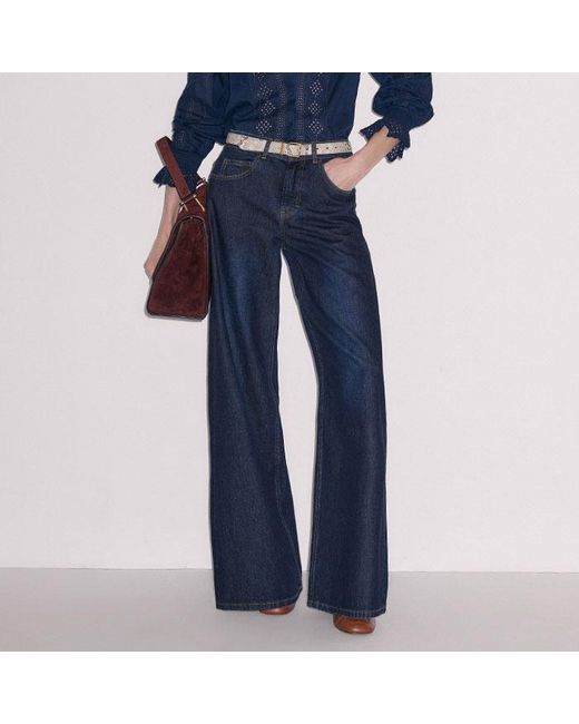 ME+EM Blue Cotton Voile Broderie Detail Shirt