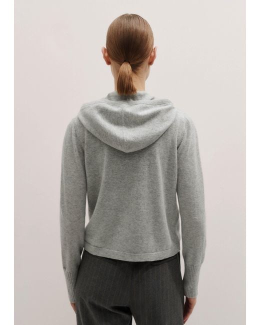 ME+EM Gray Cashmere Relaxed Fit Box Zip Hoody Mélange