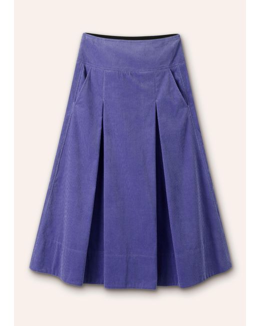 ME+EM Blue Luxe Cord A-line Midi Skirt