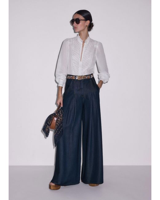 ME+EM Blue Very Wide-Leg Denim Wash
