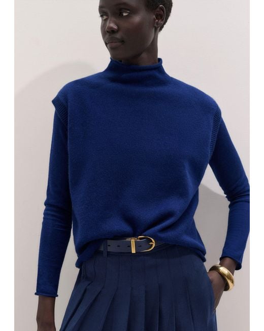 ME+EM Blue High Neck Knit Tank
