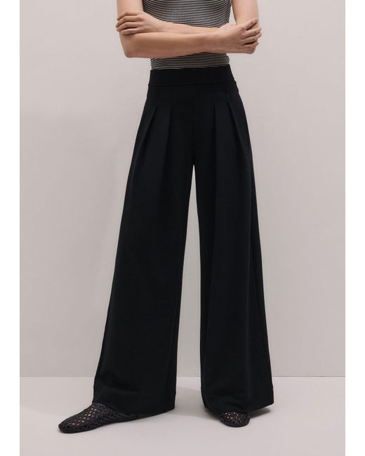 ME+EM Black Luxe Travel Tailoring Wide-Leg Trouser