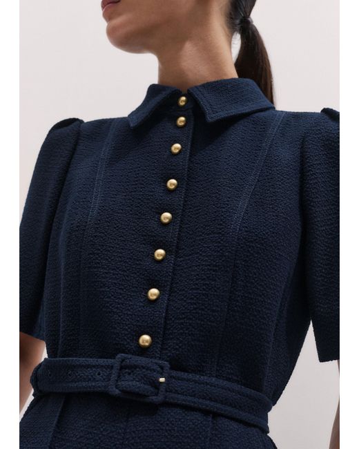 ME+EM Blue Wide Leg Cropped Jumpsuit + Belt