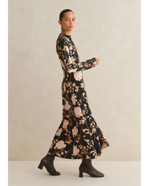 Fit and flare top maxi dress with sleeves