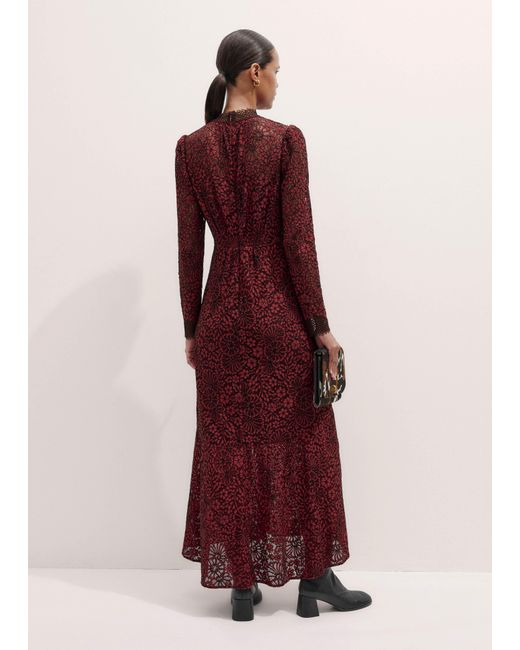 ME+EM Red Two-Tone Lace Maxi Dress