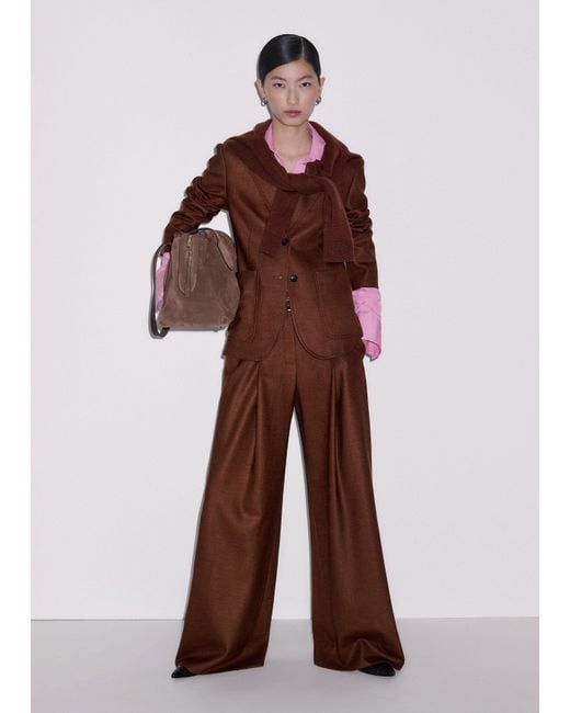 ME+EM Brown Sharp Shoulder Contour Blazer