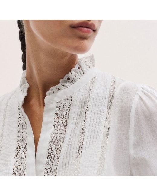 ME+EM White Cotton Voile Lace Trim Short Dress + Slip