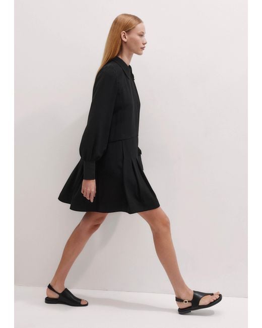 strapless open back dress Pleated V-Neck Long Sleeve Swing Dress
