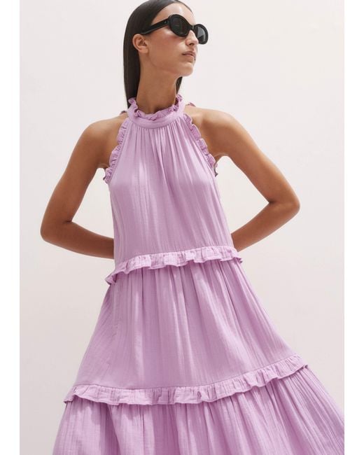 ME+EM Pink Cheesecloth Frill Full-Length Dress Sherbet