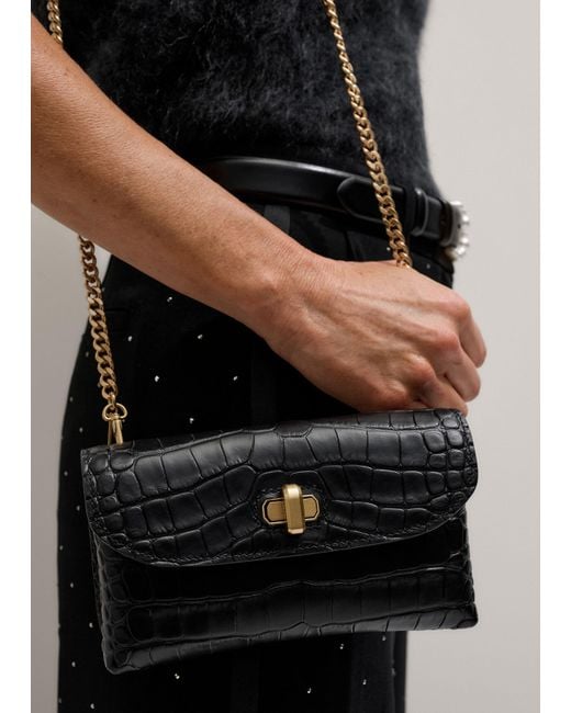 ME+EM Black Croc Print 5 Way Belt Bag