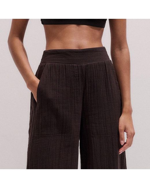 ME+EM Black Cheesecloth Wide-Leg Trouser