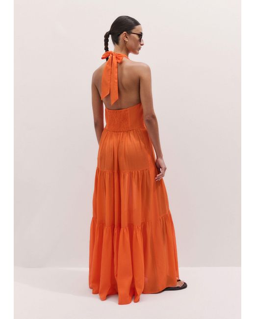 ME+EM Orange Cotton Voile Tiered Maxi Dress