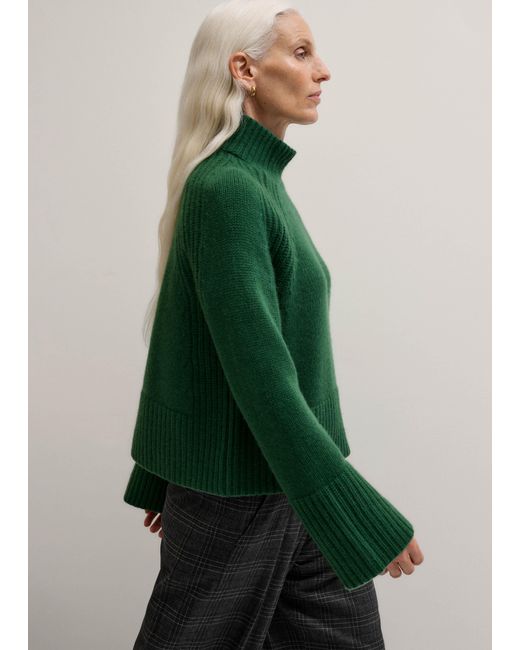 ME+EM Green Cashmere High Neck Statement Jumper