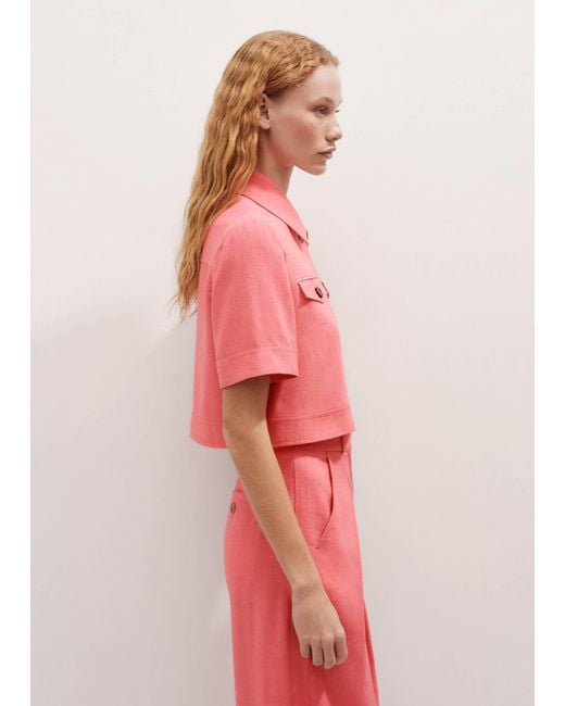 ME+EM Pink Lightweight Tailored Shirt Jacket Camellia Rose