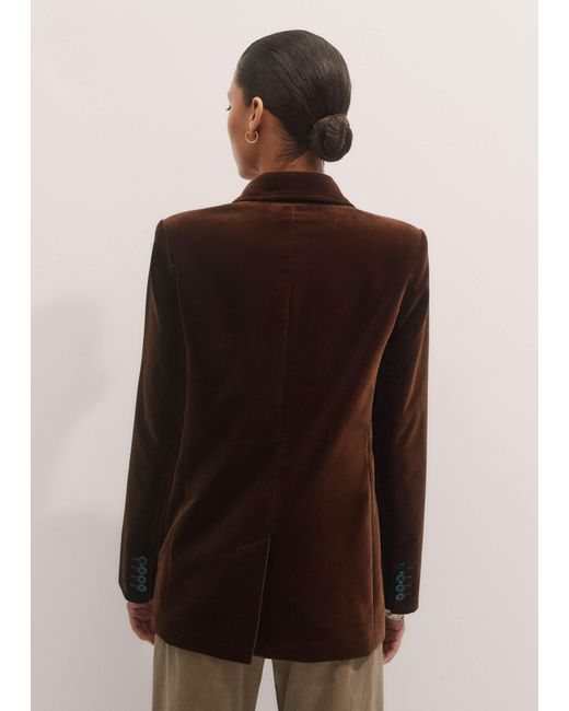 ME+EM Brown Velvet Sharp Shoulder Blazer