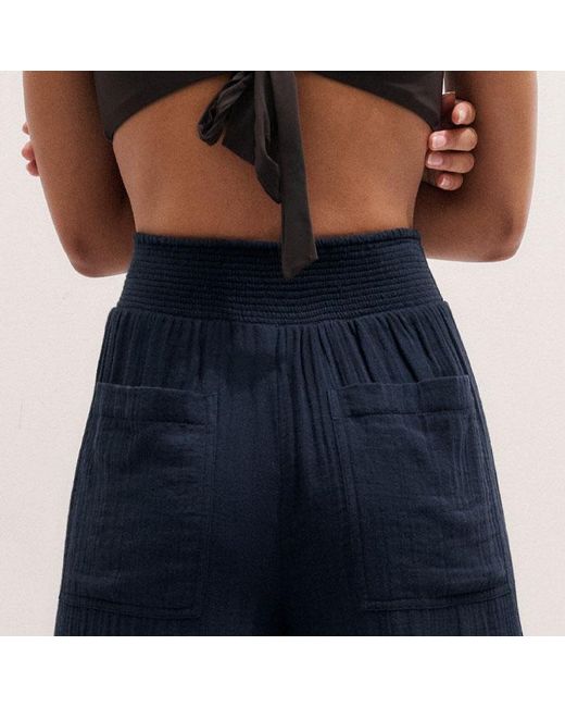 ME+EM Blue Cheesecloth Wide-Leg Trouser