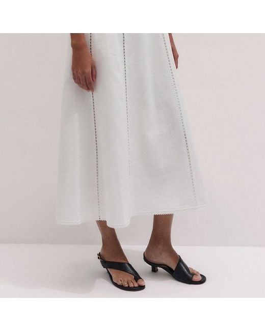 ME+EM White Crease-Less Embroidery Stitch Detail Maxi Dress