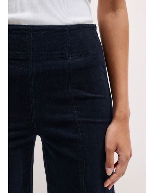 ME+EM Blue Short-Length Velvet Cord Travel Palazzo Pant