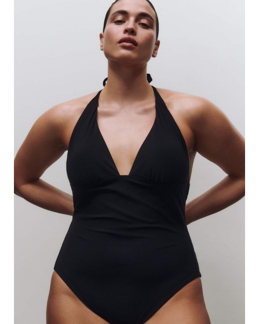 ME+EM Brown Adjustable Halterneck Swimsuit