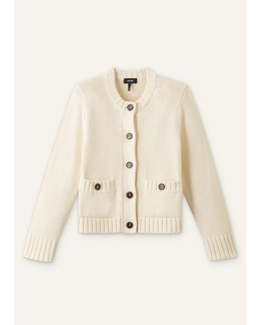 ME+EM Natural Cotton Bracelet Sleeve Cropped Cardigan