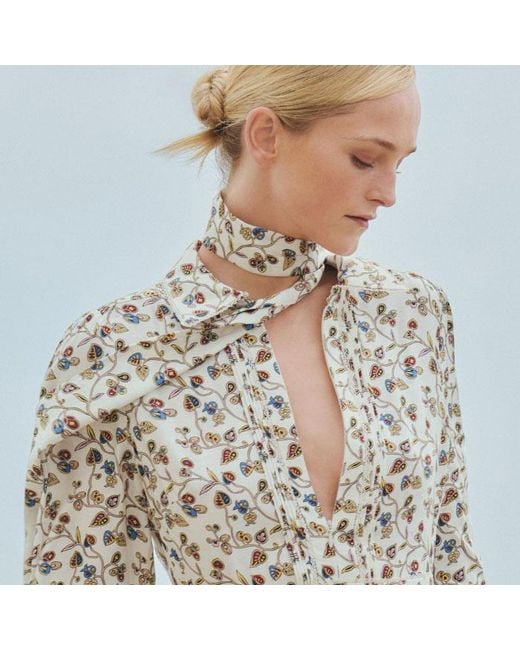 ME+EM Natural Jacquard Cottage Garden Print Maxi Shirt Dress + Belt
