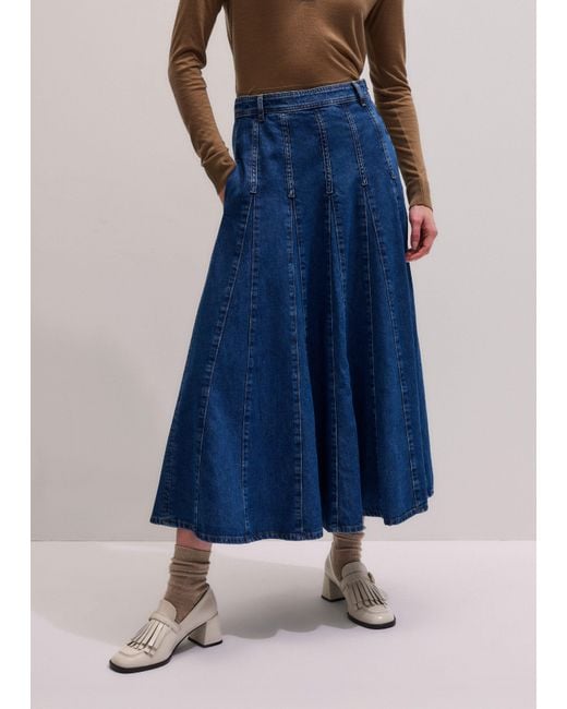 ME+EM Blue Panelled Maxi Skirt