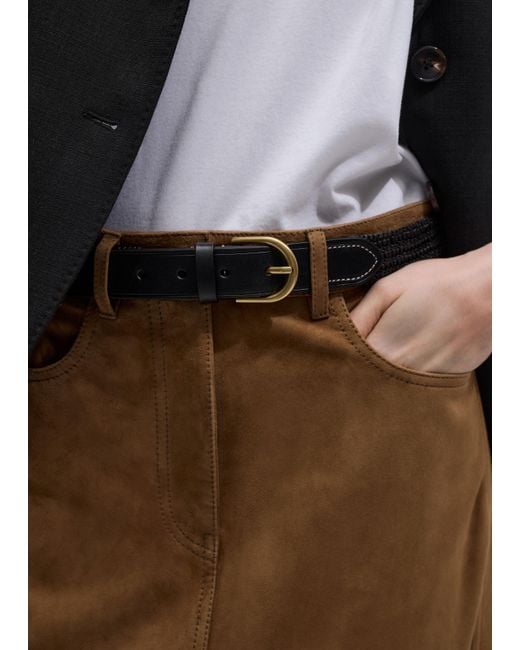 ME+EM Black Round Raffia Belt