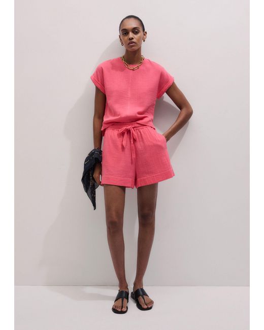 ME+EM Pink Cheesecloth T-Shirt
