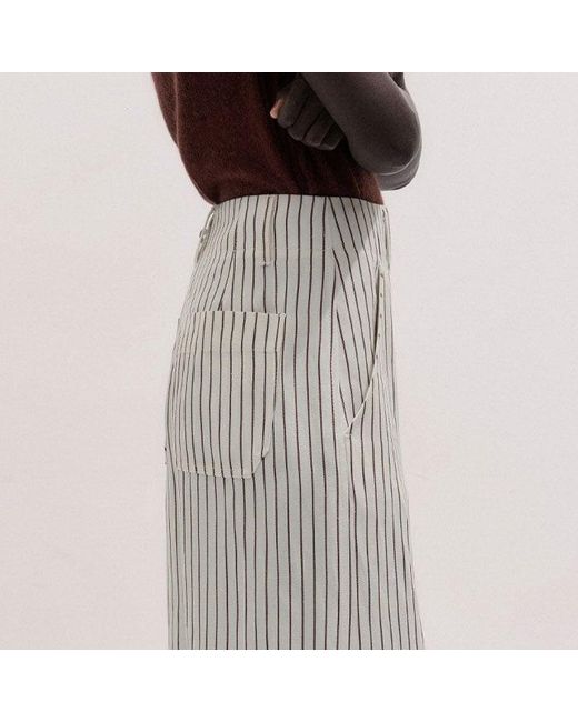 ME+EM Gray High Waist Wide-Leg Trouser Ivory-Cinnamon