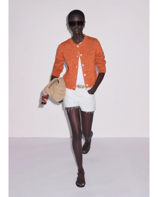ME+EM Orange Relaxed Bracelet Sleeve Cardigan Mouline