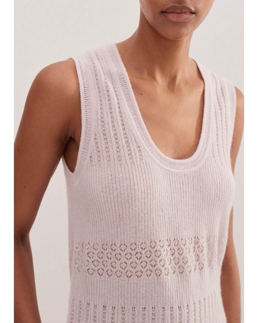 ME+EM Multicolor Merino Cashmere Silk Lace Stitch Knit Vest