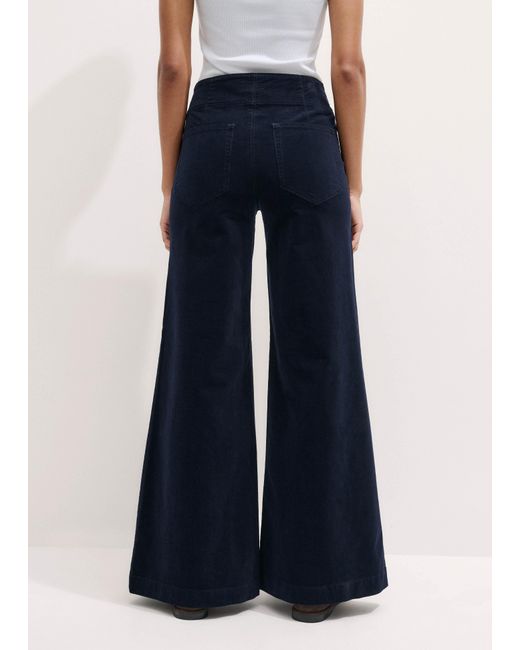 ME+EM Blue Short-Length Velvet Cord Travel Palazzo Pant