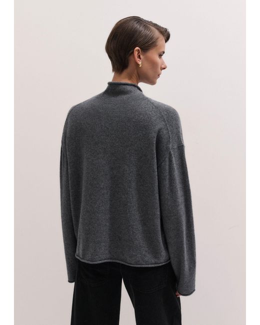 ME+EM Black Cashmere High Neck Relaxed Jumper Mid Melange